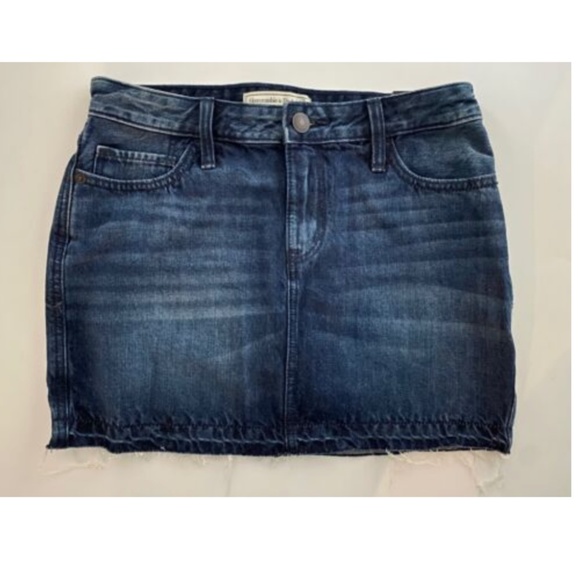 Abercrombie & Fitch Dresses & Skirts - NWT ABERCROMBIE & FITCH Denim Jean Skirt Frayed Hem